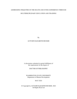 Addressing Inequities in the Death and Dying Experience through Multidisciplinary Education and Training