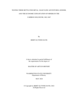 Testing Their Mettle for Metal: Masculine Adventures, Gender, and the Economic Exploitation of Miners in the Cariboo Gold Rush, 1862-1867