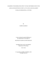 Examining the Moderating Effect of Self-Determination in the Association between Patient Activation and Engagement in Health-Promoting Activities
