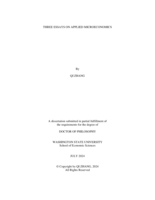 THREE ESSAYS ON APPLIED MICROECONOMICS