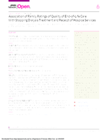 Association of family ratings of quality of end-of-life care with stopping dialysis & hospice services.