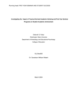 Investigating the Impact of Trauma-Informed Academic Advising and First-Year Seminar Programs on Student Academic Achievement