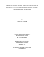 EXPLORING THE DYNAMICS OF PARENT-ADOLESCENT COMMUNICATION: THE INFLUENCE OF SEXUAL OBJECTIFICATION IN MUSIC MEDIA, DYAD GENDER, CONVERSATIONAL TONE, AND FREQUENCY