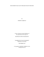 The Gender Wage Gap in the Restaurant Industry