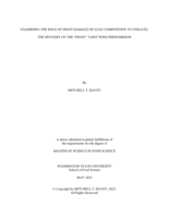 Examining the Role of Frost Damage on Leaf Composition to Unravel the Mystery of the "Frost" Taint Wine Phenomenon