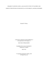 DISABILITY AND EDUCATION: A QUALITATIVE STUDY OF TEACHERS’ AND PARENTS’ PERCEPTIONS OF RESOURCES, ACCOUNTABILITY, AND RELATIONSHIPS