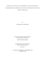 GENERATIONAL STABILITY OF ENVIRONMENTALLY INDUCED EPIGENETIC TRANSGENERATIONAL INHERITANCE OF ADULT-ONSET DISEASE OVER TEN AND TWENTY GENERATIONS