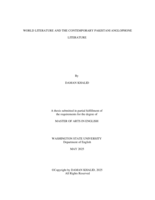 WORLD LITERATURE AND THE CONTEMPORARY PAKISTANI ANGLOPHONE LITERATURE
