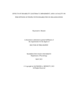 EFFECTS OF DISABILITY LEGITIMACY, IMPAIRMENT, AND CAUSALITY ON PERCEPTIONS OF PEOPLE WITH DISABILITIES IN ORGANIZATIONS