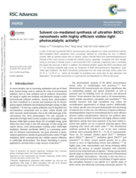 Solvent co-mediated synthesis of ultrathin BiOCl nanosheets with highly efficient visible-light photocatalytic activity