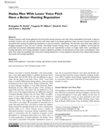 Hadza Men With Lower Voice Pitch Have a Better Hunting Reputation