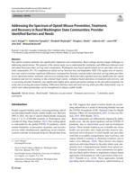 Addressing the Spectrum of Opioid Misuse Prevention, Treatment, and Recovery in Rural Washington State Communities: Provider Identified Barriers and Needs