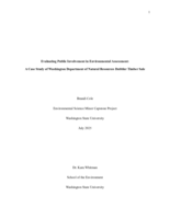 Evaluating Public Involvement in Environmental Assessment: A Case Study of Washington Department of Natural Resources Dabbler Timber Sale