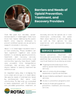 Barriers and Needs of Opioid Prevention, Treatment, and Recovery Providers