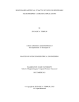 HONEY-BASED ARTIFICIAL SYNAPTIC DEVICES FOR RENEWABLE NEUROMORPHIC COMPUTING APPLICATIONS