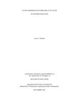LIVED EXPERIENCES OF PRINCIPALS OF COLOR  IN WASHINGTON STATE
