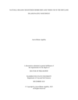 NATURAL ORGANIC REGISTERED HERBICIDES AND THEIR USE IN THE DRYLAND INLAND PACIFIC NORTHWEST