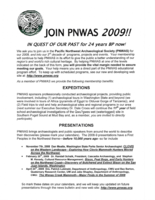 Pacific Northwest Archaeological Society (PNWAS) News Bulletins, 2009