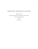 Designing for Humanity: Addressing Homelessness as a Wicked Problem