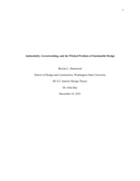 Authenticity, Greenwashing, and the Wicked Problem of Sustainable Design Equitable, Sustainable Practices or Greenwashing?