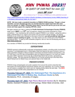 Pacific Northwest Archaeological Society (PNWAS) News Bulletins, 2023
