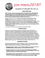 Pacific Northwest Archaeological Society (PNWAS) News Bulletins, 2016