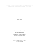 TEACHERS’ INCLUSION SUPPORT IN MIDDLE SCHOOL CLASSROOMS FOR STUDENTS WITH AUTISM SPECTRUM DISORDER: A CASE STUDY