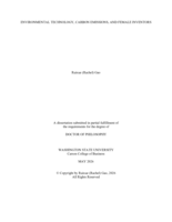 ENVIRONMENTAL TECHNOLOGY, CARBON EMISSIONS, AND FEMALE INVENTORS