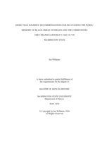 MORE THAN SOLDIERS: RECOMMENDATIONS FOR RECOVERING THE PUBLIC MEMORY OF BLACK URBAN VETERANS AND THE COMMUNITIES  THEY HELPED CONSTRUCT 1860-1917 IN  WASHINGTON STATE