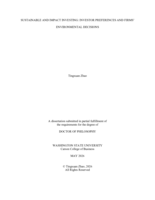 Sustainable and Impact Investing: Investor Preferences and Firms’ Environmental Decisions.