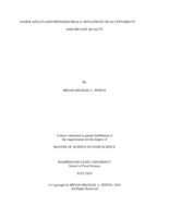 OLDER ADULTS AND PREPARED MEALS: INFLUENCES ON ACCEPTABILITY  AND DIETARY QUALITY