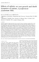 Effects of salinity on root growth and death dynamics of tomato, Lycopersicon esculentum Mill